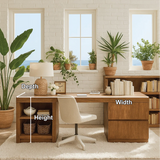 Handcrafted Solid Wood L-Shaped Work Desk – Modern Home Office Table with Storage Shelves