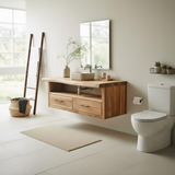 Handcrafted Solid Wood Floating Vanity, Organic Live Edge Two-Tier Console