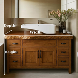 Handcrafted Solid Wood Bathroom Vanity, Wide Console with Live Edge Top & Drawers