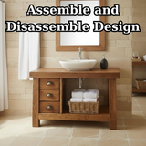 Handcrafted Solid Wood Bathroom Vanity, Rustic Console with 3 Drawers & Shelf