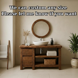 Handcrafted Solid Wood Bathroom Vanity, Freestanding Rustic Console with Live Edge Top