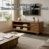 Handcrafted Solid Wood TV Stand, Mid-Century Console with Wave Cabinet Door