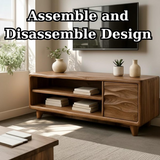 Handcrafted Solid Wood TV Stand, Mid-Century Console with Wave Cabinet Door