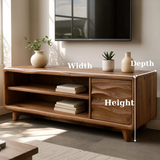 Handcrafted Solid Wood TV Stand, Mid-Century Console with Wave Cabinet Door