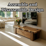 Handcrafted Solid Wood TV Stand, Rustic Live Edge Media Console with 3 Drawers