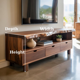 Handcrafted Solid Wood TV Stand, Modern Live Edge Media Console with Storage Legs