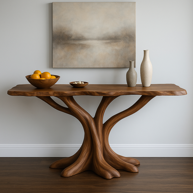 Handcrafted Solid Wood Console Table – Organic Twin Root Design for Contemporary Interiors
