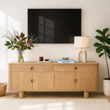 Handcrafted Solid Wood TV Stand – Japandi Style Media Console with Round Handle Design (Copy)