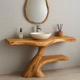Handcrafted Solid Wood Bathroom Vanity – Organic Modern Design with Natural Live Edge
