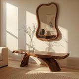 Handcrafted Solid Wood Entryway Bench with Curved Live Edge Design for Modern Natural Interiors