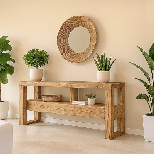 Handcrafted Solid Wood Console Table – Contemporary Organic Minimalism
