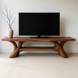 Handcrafted Solid Wood TV Stand – Sculptural Modern Design with Organic Smooth Form