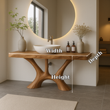 Handcrafted Solid Wood Bathroom Vanity with Organic Flow Design – Modern Natural Aesthetic