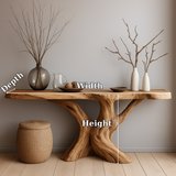 Handcrafted Solid Wood Console Table with Natural Tree Trunk Design – Organic Modern Furniture