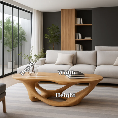 Handcrafted Solid Wood Coffee Table with Sculptural Organic Base – Modern Living Room Design