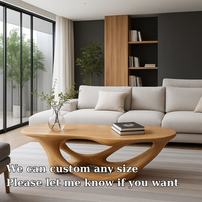 Handcrafted Solid Wood Coffee Table with Sculptural Organic Base – Modern Living Room Design