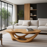 Handcrafted Solid Wood Coffee Table with Sculptural Organic Base – Modern Living Room Design