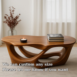 Handcrafted Solid Wood Coffee Table with Fluid Organic Form – Modern Sculptural Centerpiece