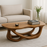 Handcrafted Solid Wood Coffee Table with Sculptural Flow Design – Modern Organic Furniture