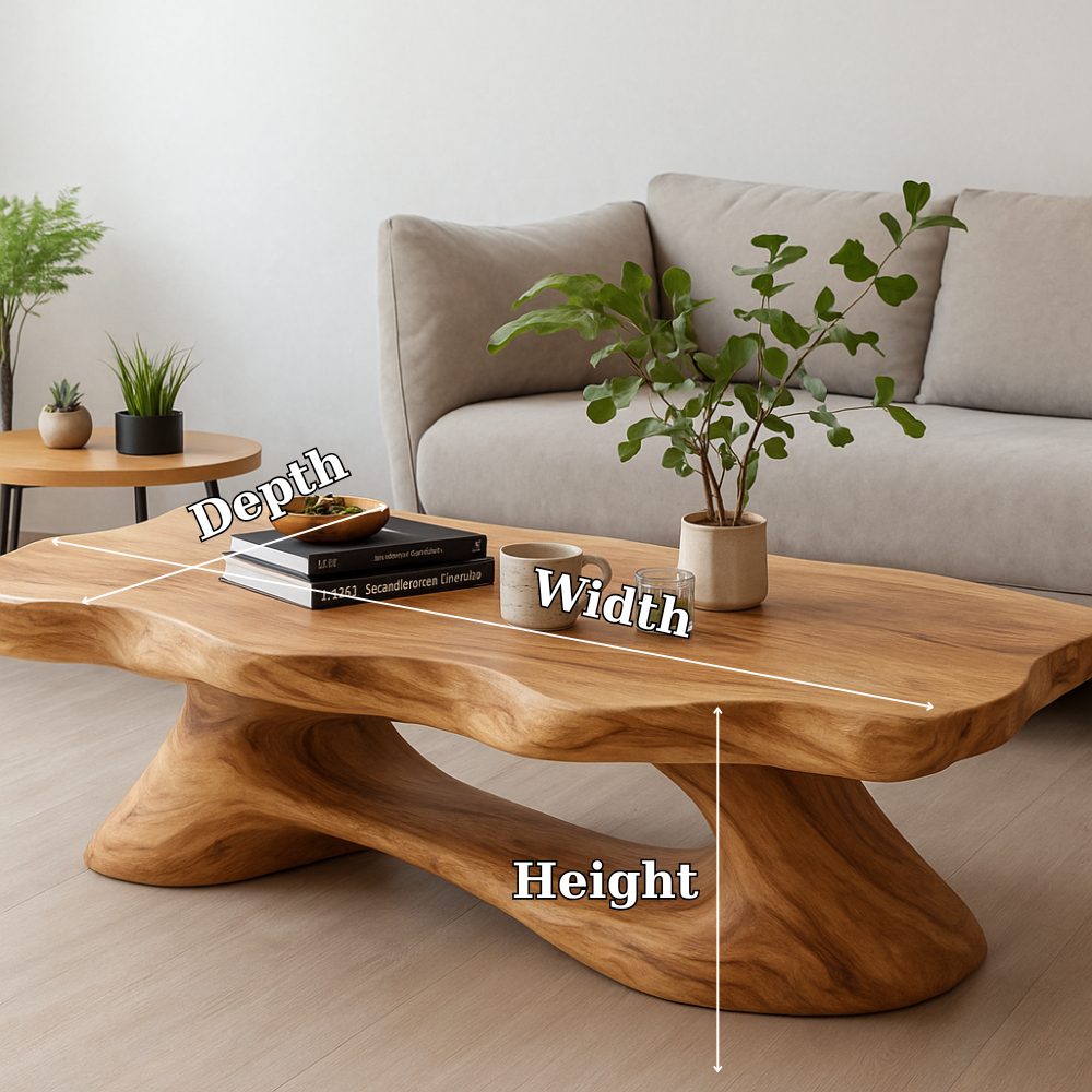 Handcrafted Solid Wood Coffee Table with Organic Flow Design – Modern Natural Living Room Decor