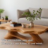Handcrafted Solid Wood Coffee Table with Organic Flow Design – Modern Natural Living Room Decor