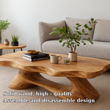 Handcrafted Solid Wood Coffee Table with Organic Flow Design – Modern Natural Living Room Decor