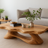 Handcrafted Solid Wood Coffee Table with Organic Flow Design – Modern Natural Living Room Decor