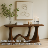 Handcrafted Solid Wood Console Table with Sculptural Wave Legs – Modern Minimalist Design