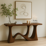 Handcrafted Solid Wood Console Table with Sculptural Wave Legs – Modern Minimalist Design