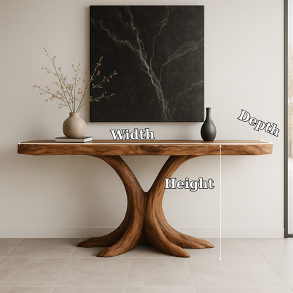 Handcrafted Solid Wood Console Table with Root-Inspired Base – Organic Modern Entryway