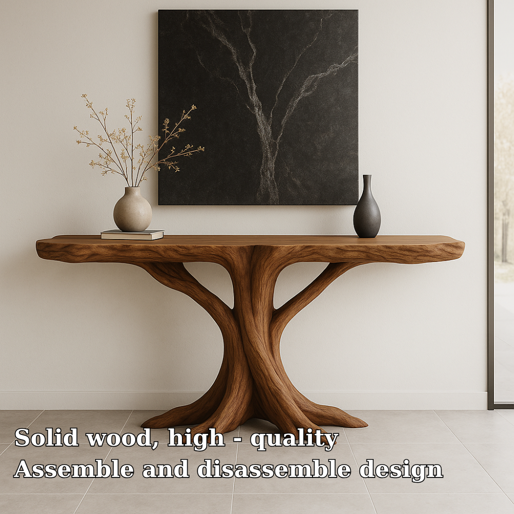 Handcrafted Solid Wood Console Table with Root-Inspired Design – Organic Modern Furniture