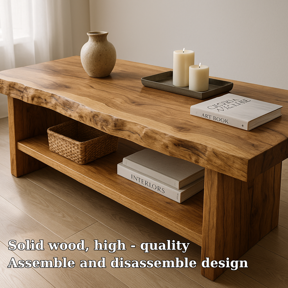 Handcrafted Solid Wood Coffee Table with Live Edge – Natural Rustic Centerpiece for Living Room