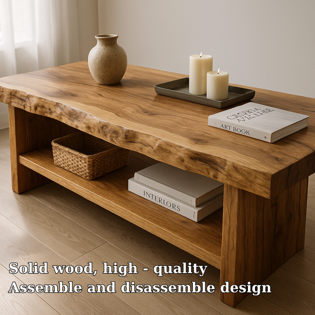 Handcrafted Solid Wood Coffee Table with Live Edge – Natural Rustic Centerpiece for Living Room