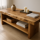 Handcrafted Solid Wood Coffee Table with Live Edge – Natural Rustic Centerpiece for Living Room