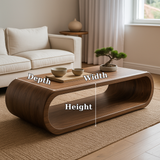 Handcrafted Solid Wood Coffee Table – Modern Minimalist Design with Smooth Curved Silhouette
