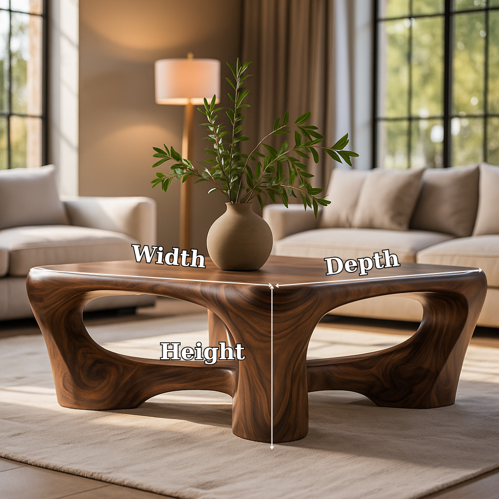 Handcrafted Solid Wood Coffee Table – Sculptural Organic Design for Modern Elegant Living Rooms