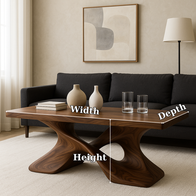 Handcrafted Solid Wood Coffee Table – Artistic Cross-Leg Design for Modern Luxury Living Spaces
