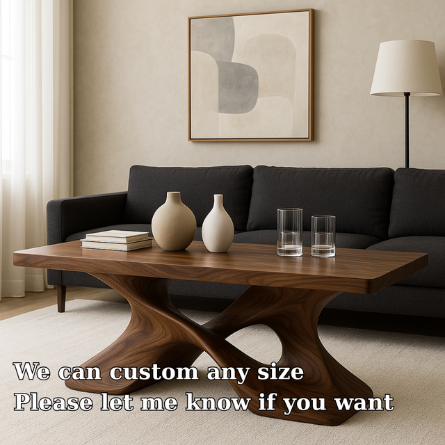 Handcrafted Solid Wood Coffee Table – Artistic Cross-Leg Design for Modern Luxury Living Spaces