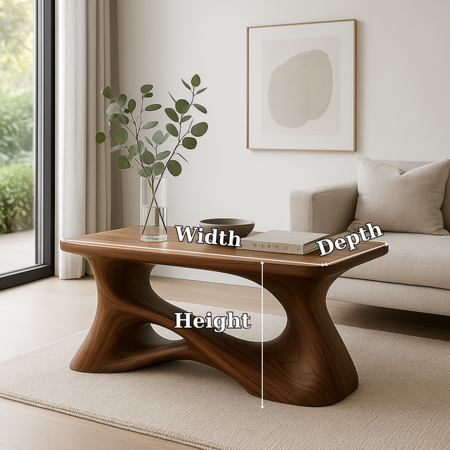 Handcrafted Solid Wood Coffee Table – Artistic Flowing Design for Modern Minimalist Interiors