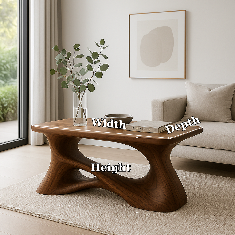 Handcrafted Solid Wood Coffee Table – Artistic Flowing Design for Modern Minimalist Interiors