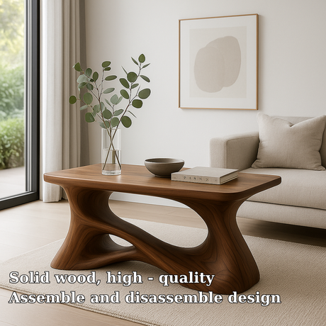 Handcrafted Solid Wood Coffee Table – Artistic Flowing Design for Modern Minimalist Interiors