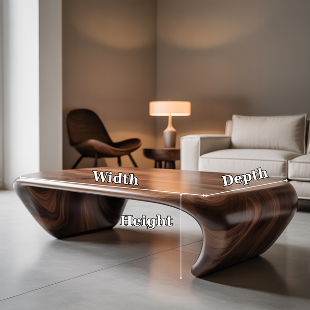 Handcrafted Solid Wood Coffee Table – Modern Sculptural Design with Smooth Organic Curves