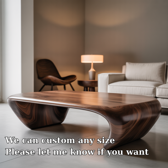 Handcrafted Solid Wood Coffee Table – Modern Sculptural Design with Smooth Organic Curves