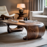 Handcrafted Solid Wood Coffee Table – Modern Organic Design with Flowing Sculptural Form