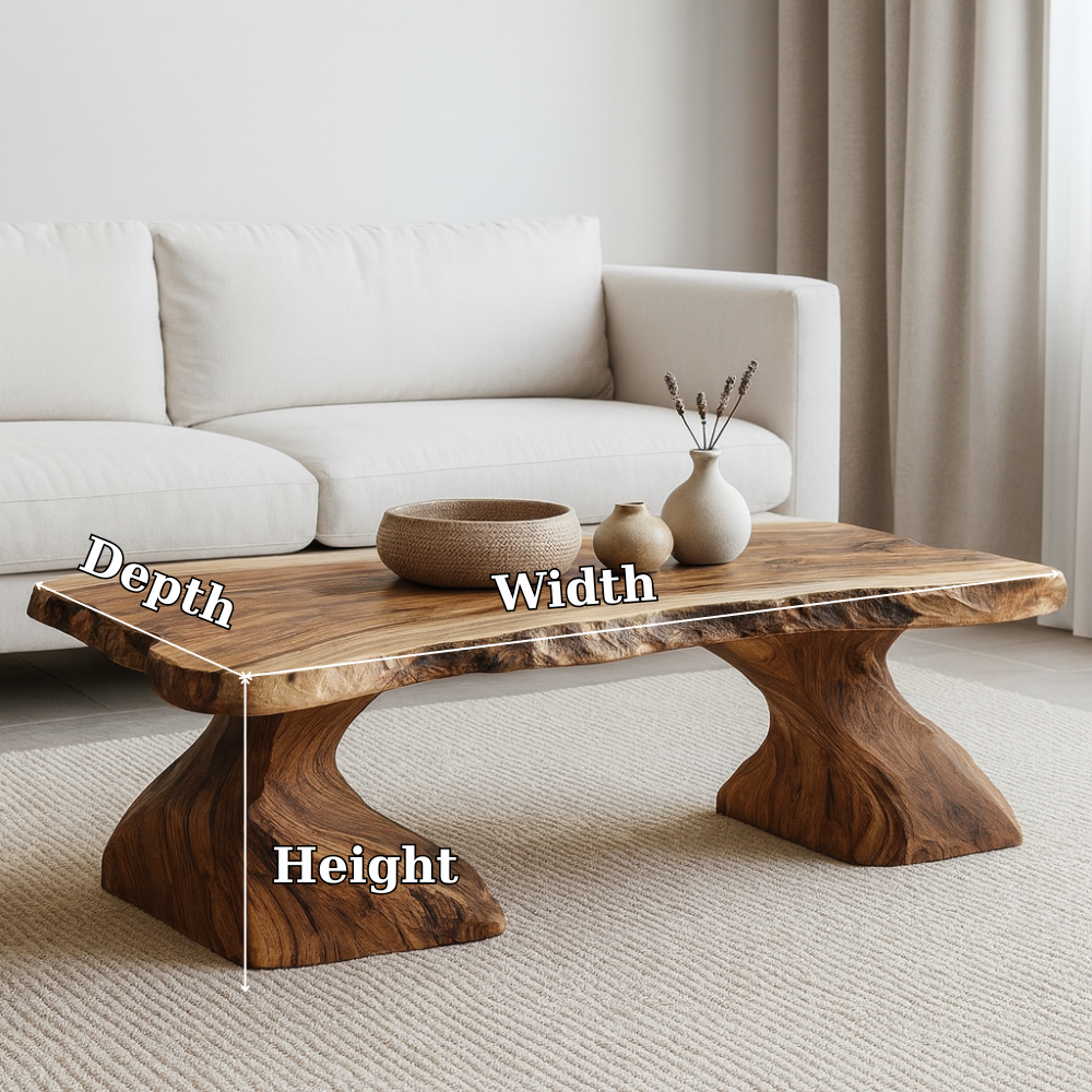 Handcrafted Solid Wood Coffee Table – Live Edge Organic Design for Natural Modern Interiors