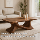 Handcrafted Solid Wood Coffee Table – Sculptural Modern Design with Organic Flowing Form