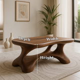 Handcrafted Solid Wood Coffee Table – Modern Sculptural Centerpiece with Organic Curves