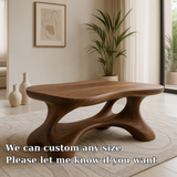 Handcrafted Solid Wood Coffee Table – Modern Sculptural Centerpiece with Organic Curves