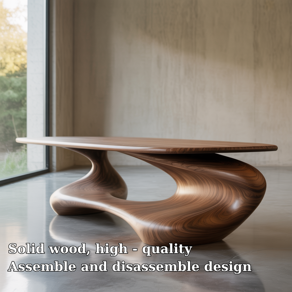Handcrafted Solid Wood Coffee Table – Sculptural Modern Design with Smooth Organic Flow