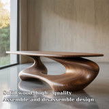 Handcrafted Solid Wood Coffee Table – Sculptural Modern Design with Smooth Organic Flow